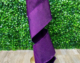 4” Purple Pleated Metallic Ribbon- 10 yards- Farrisilk