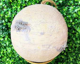 6 inch Natural Birch Ball Ornament - Foam