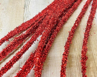 Red Glitter Grass Spray ~ 42”