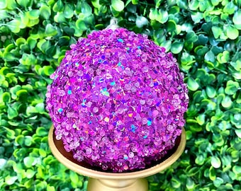 Pinky Purple Bedazzled Ball Ornament - 4 inch