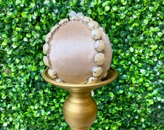 Champagne Ball Ornament with Pearl Detail - 4 inches