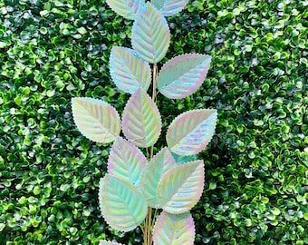 Green Iridescent Leaf Spray - 27.6 Inch