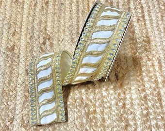 2.5 Inch Elegant Jewel Trim White Velvet ~ 5 yards