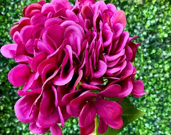 Fuchsia Violet Mophead Hydrangea Spray - 19 inch