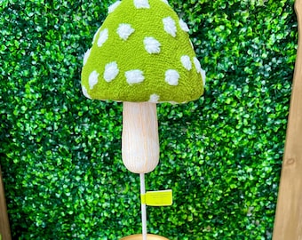 Green Polkadot Mushroom Pick - 20 inch