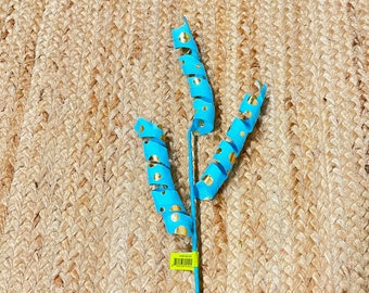 Turquoise and Gold Polka Dot Curly Spray ~ 24”