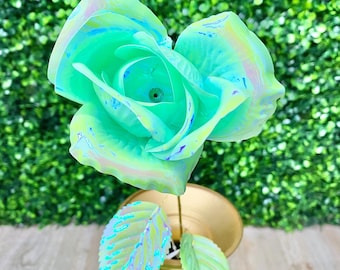 Green Iridescent Rose Spray - 19.7 Inches