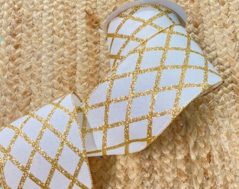 4” Gold Glitter Lattice Ribbon