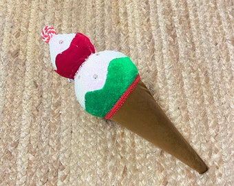 Velvet Peppermint Ice Cream Cone Ornament ~ Foam ~ 15 inch ~ Candy Ornament