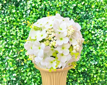 6 inch Hanging Hydrangea Ball - White