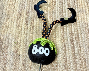 Upside Down Legs Boo Witches Cauldron Wreath Pick Attachment ~ 27 inches ~ Traditional Halloween Decorations