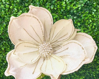 LARGE - White Jeweled Magnolia - Mark Roberts - 24 in - Diameter 10 in