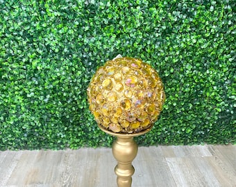 5.25” Gold Rhinestone & Glitter Ball Ornament