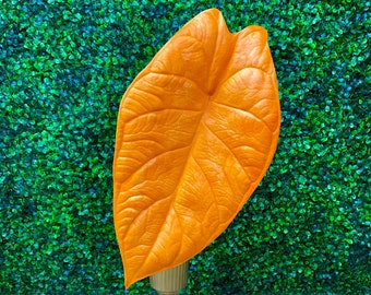 Orange Alocasia Palm Leaf Spray ~ 31”