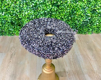 1.5'' Black and Gray Metallic Ribbon Garland  - 5yds