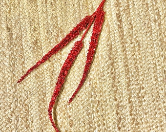 Red Glitter & Sequin Millet Spray ~ 34”