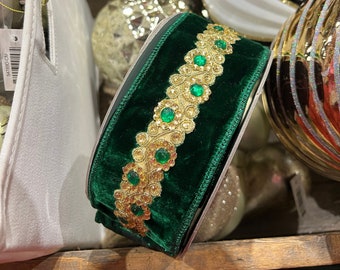 EXCLUSIVE Emerald Jeweled Velvet 2.5 inch Ribbon