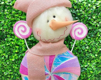 Peppermint Snowman Wreath Attachment ~ H17 x W14 x D5