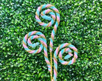 Pastel Pink & Blue Twirl Spiral Curly Spray - 28 Inch