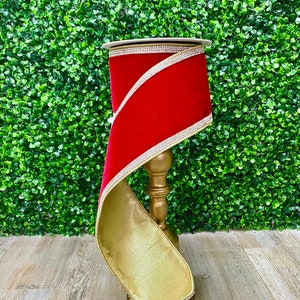 10cm rotes Samtband - Winter Diamonds