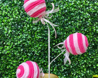 Pink Chenille Ball Spray - 24 inch