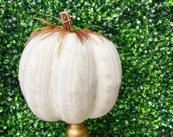 Knitted Feather Pumpkin - Large - 9H x 8W