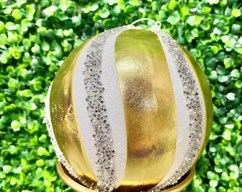5 inch Gold Swirl Jeweled Ball Ornament