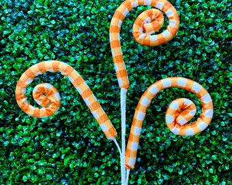 Orange Gingham Curly Spray ~ 28 Inch