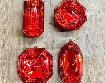 Assorted Red Acrylic Gems ~ 4–5 inches