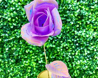 Purple Iridescent Rose Spray - 19.7 Inches