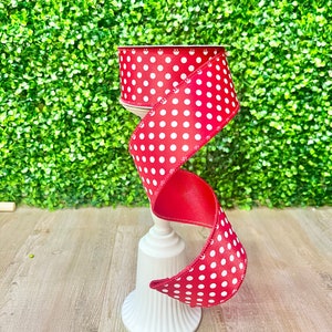 6,5 cm Rot Weiße Mini Punkte - 10 Meter - mit Kabel