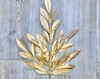 Gold Bay Leaf Spray - 25 inch