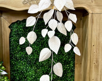 White Glitter Velvet and Lacquered Leaf Bush ~ 39 in x 15 in