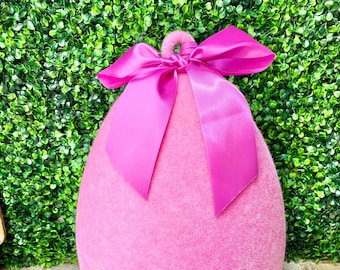 Sherbet Pink Flocked Egg ~ 19x12 inches