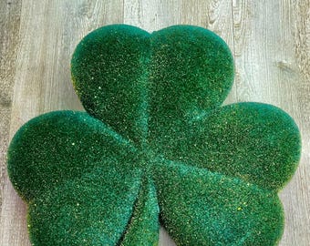 Dark Green Shamrock with Gold - 14x16 inches - Flocked