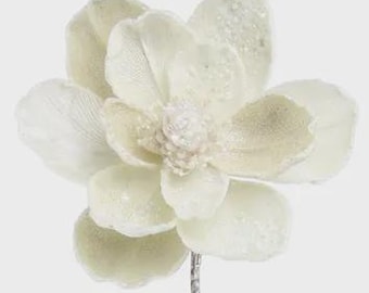 White Jeweled Pearl Magnolia Stem - 27.5 inch - 7 inch diameter