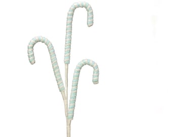 Baby Blue Frosted Pastel Candy Cane Spray ~ 27 inches