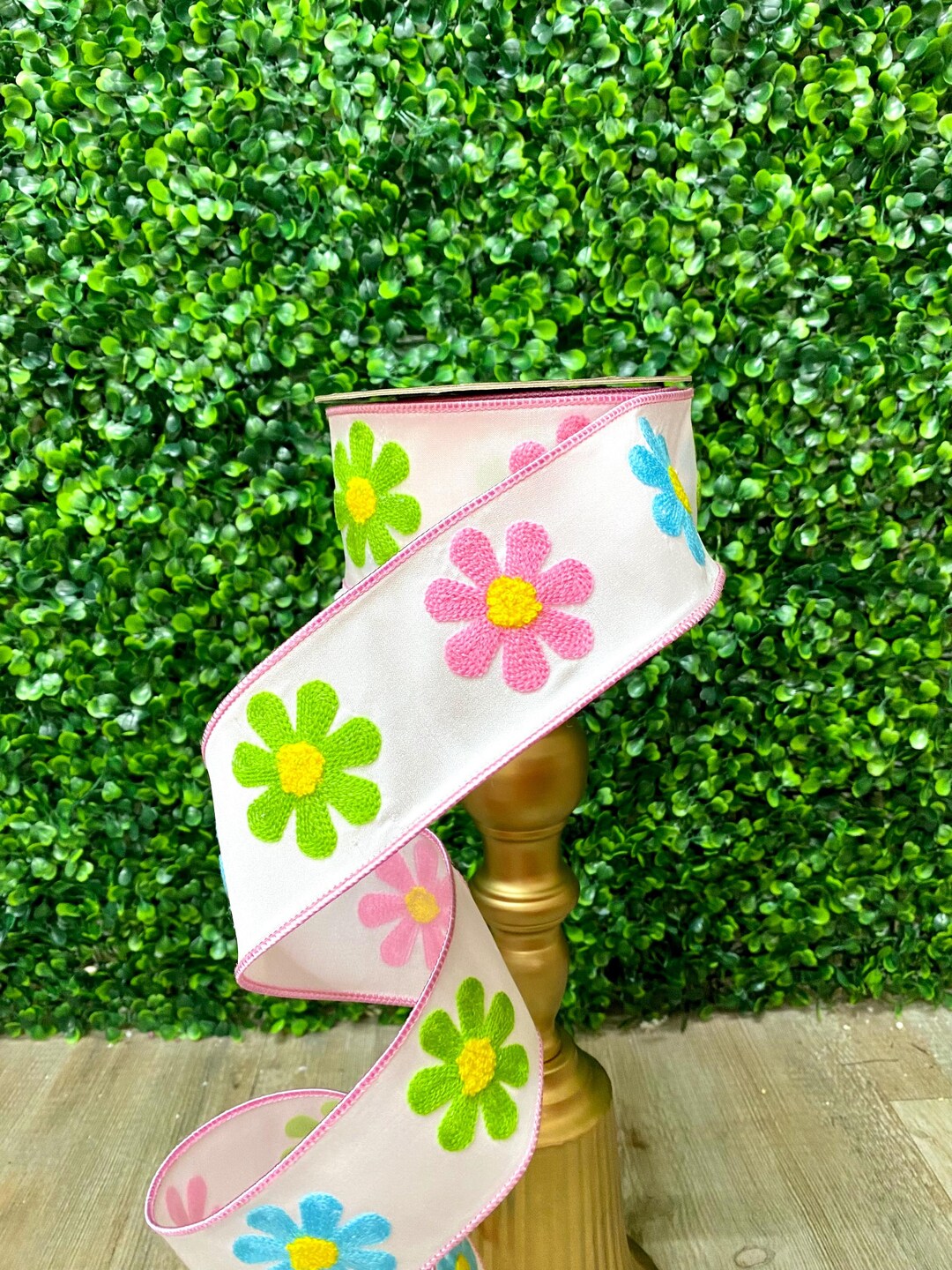 Dally Ribbon 2.5 Inch Spring Daisy Ribbon- Farrisilk - 10 Yards - Wired - Etsy