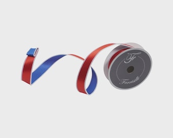 1 inch Red and Blue Double Sided Satin Wired Ribbon ~ 10 Yards