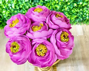 9” Ranunculus Bundle - Hot Pink/Fuchsia