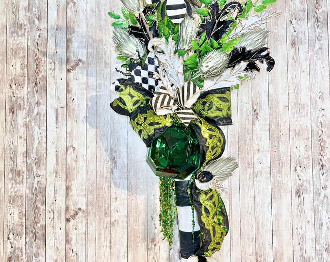 Featured listing image: XL Halloween Witch Boot Door Hanger, Elegant Halloween Door Hanger, Witch Door Hanger, Glam Halloween Party Decoration, Halloween home decor
