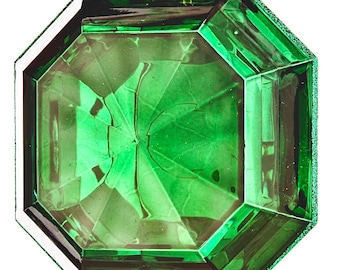 Emerald Acrylic Gem- Square Cut Green Jewel Ornament ~ 6”