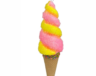 Pink & Yellow Swirl Ice Cream - Foam Ornament - 13 inch
