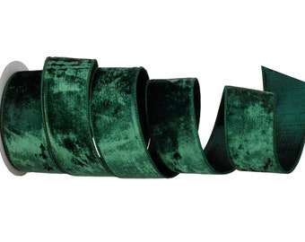 2.5 Inch Emerald Green Velvet with Metallic Back Ribbon ~ 10 Yard