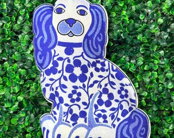 Chinoiserie Staffordshire Dog Canvas Plush Ornament ~ 10 inch