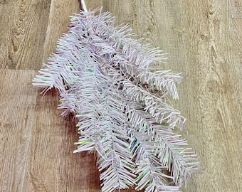 28" White & Iridescent Tinsel Spray