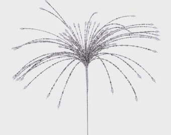 Silver Starburst Fountain Spray 24 inch- Silver Christmas Decor Pick