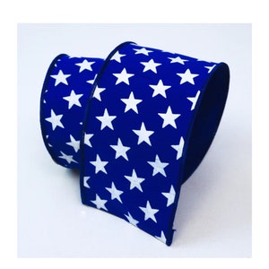 4 inch Blue Patriotic Stars Ribbon ~ 10 Yards ~ Farrisilk