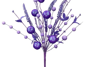 Purple Glitter Ball Filler Bush - 21 inch
