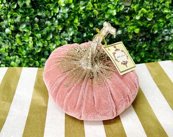 Mark Roberts Glam Velvet Pumpkin ~ SMALL ~ 5inch ~Blush Pink